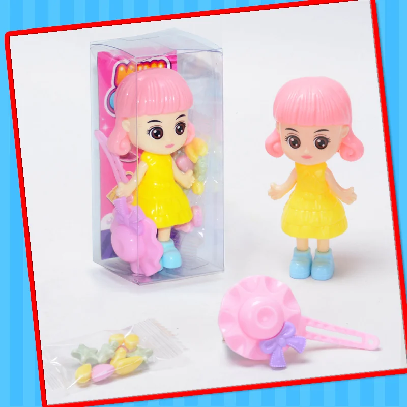 Hot selling plastic girl accessories toys  toy doll with accessories toy with candy