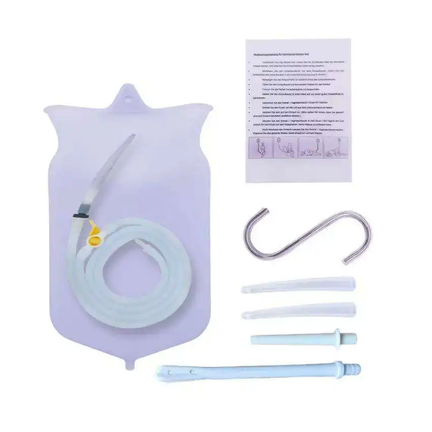 High quality reusable silicone enema douche bag medical grade 1500ml 2000ml customized enema bag kit