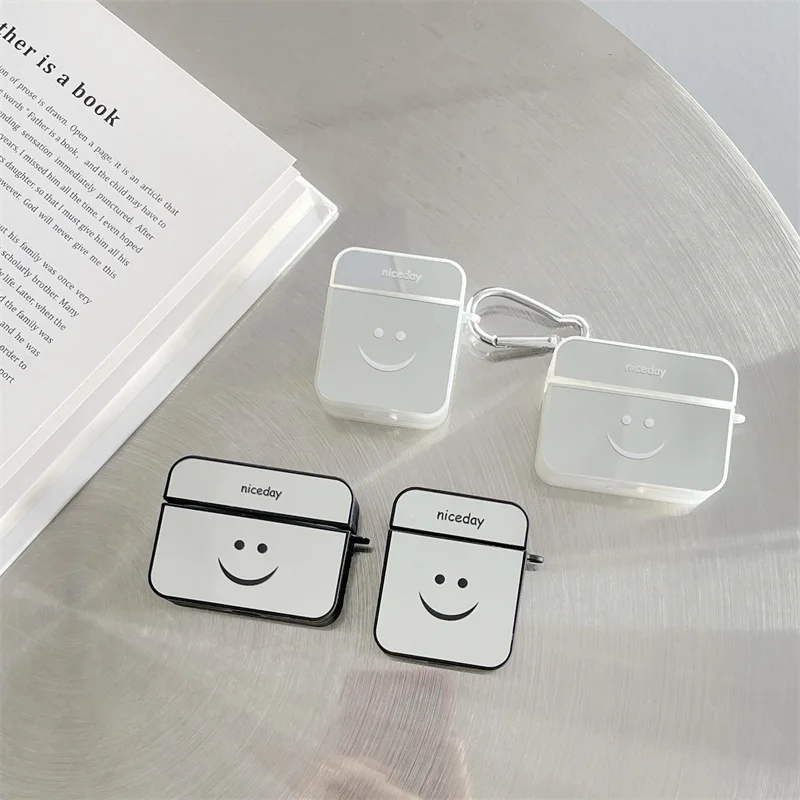 Оптовая продажа чехол для наушников Apple Airpods 1 2 мультяшное зеркало улыбающееся лицо защита от потери Силиконовая Air Pods Pro на