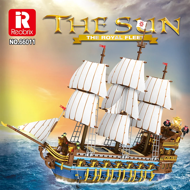 Игрушки Taolehui оптовая продажа Reobrix 66011 Королевский флот солнце 3162 шт. пиратский корабль Anne Queen строительные блоки