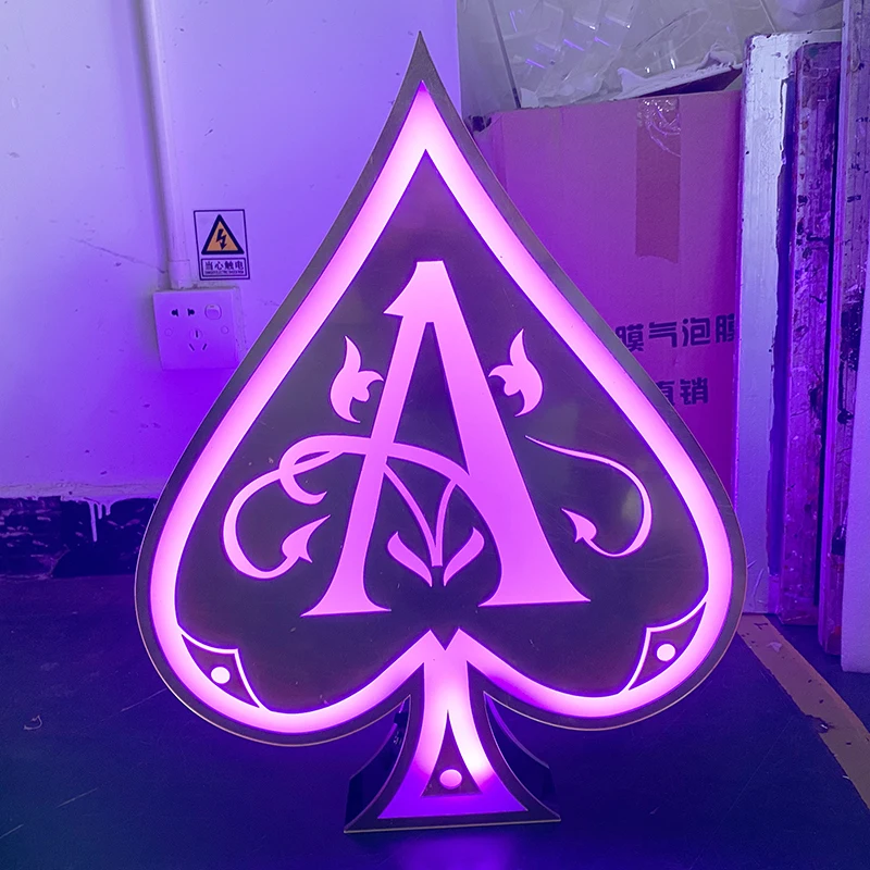 Customized Mirror Finish Ace of Spade Bottle Presenter Glorifier Display VIP Service Tray for Night Club