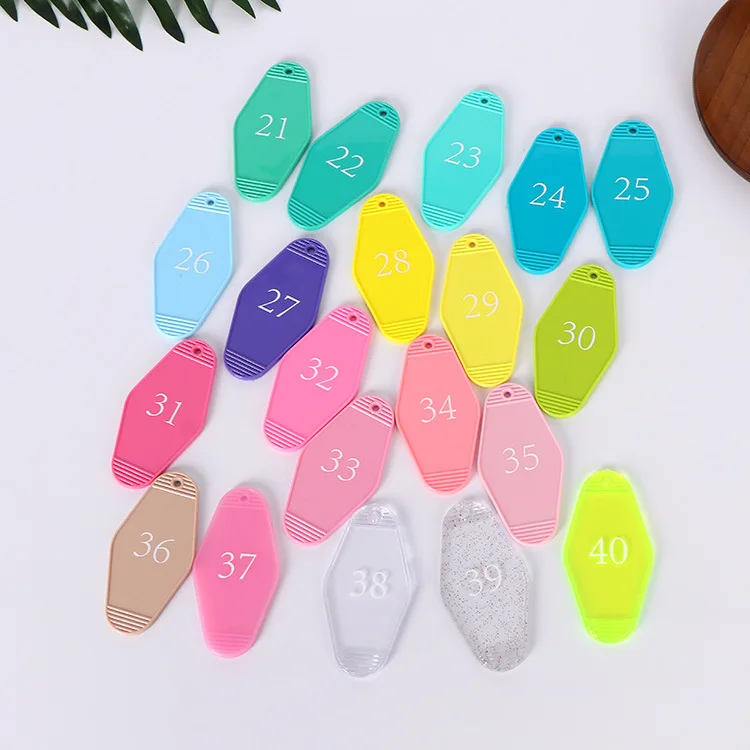 Blank Motel Hotel Keychains UV Printing Plastic Key Chains Glitter Acrylic Motel Keychain Custom Design Motel Keychain Blank