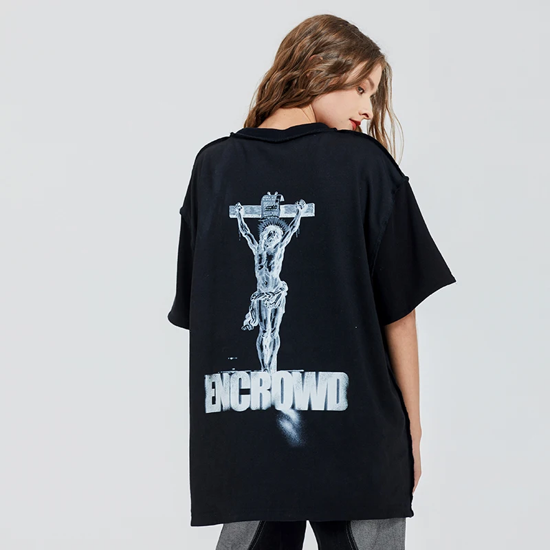 OEM customize high quality heavyweight 100% cotton printed oversize t shirt men loose fit tee