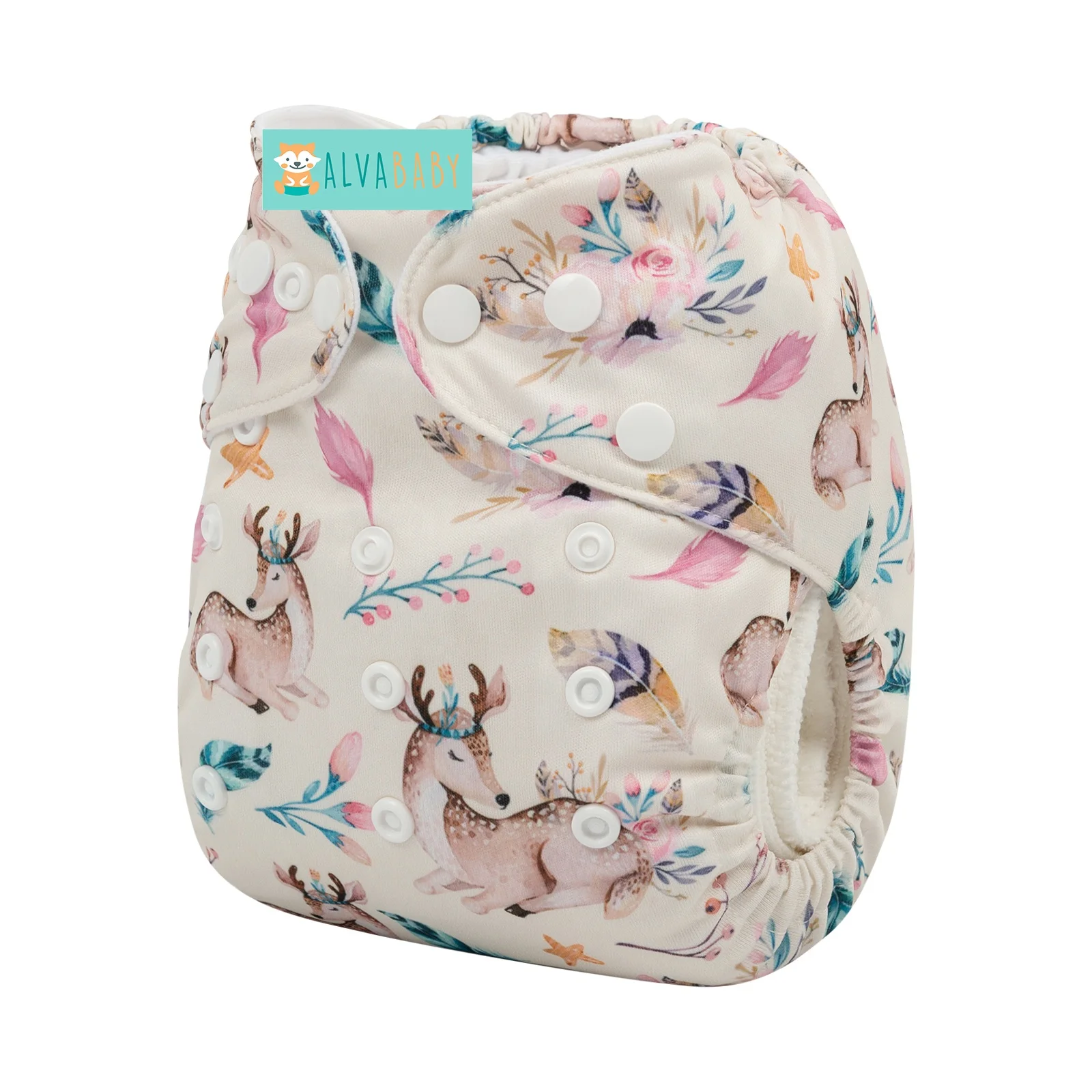 ALVABABY Wholesaler Deer Pattern Cloth Diaper Digital Printed Breathable Ecological Cloth Nappy
