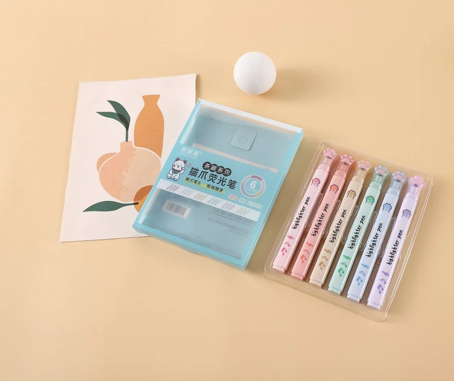 Набор маркеров 6 шт., набор пастельных цветных фломастеров, милые Канцтовары для детей, эстетические офисные и школьные принадлежности