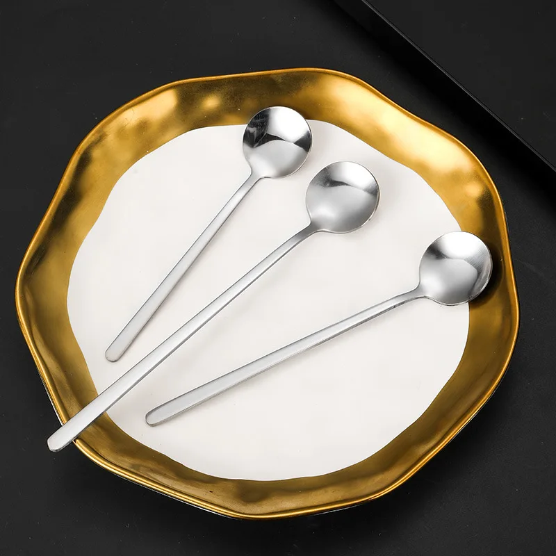 Coffee Dessert Custom Set Small Korean Long Handle Gift Metal Silver Brass Stainless Steel Gold Tea Spoon