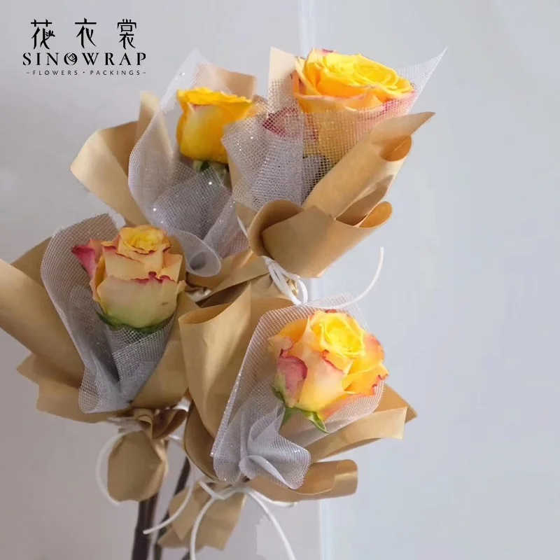 SINOWRAP  Simple classic waterproof kraft paper roll  flower bouquet wrapping Kraft paper