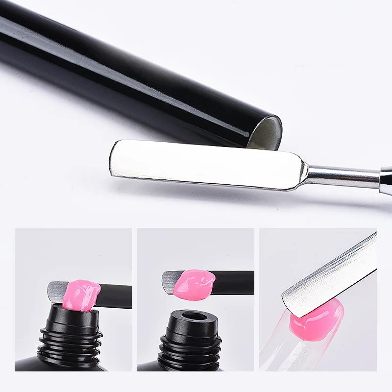 Double-Head Brush Dual-Purpose Nailart Pen Steel Push Glue Stick Multifunctional Nail Pen Poly Gel Pen