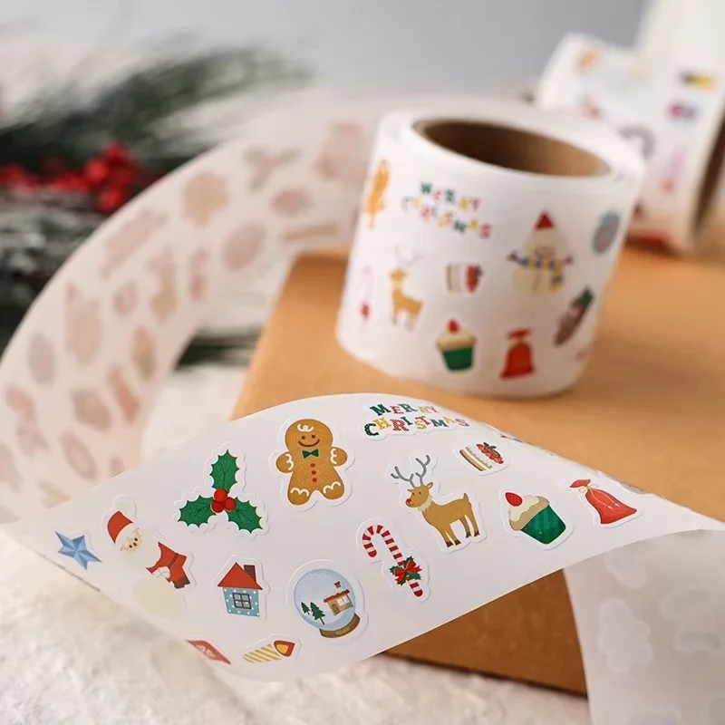 Custom  Printing DIY Christmas gift packing sticker 30 cute pictures Label assorted pattern Sticker for Xmas  series