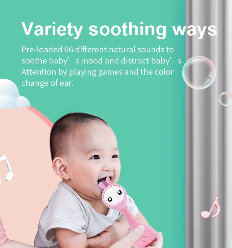 Alilo 2021 Hot Selling Bunny Smart Electronic Kids learning robot Children Shaker Silicone Set Toys Baby Rattle