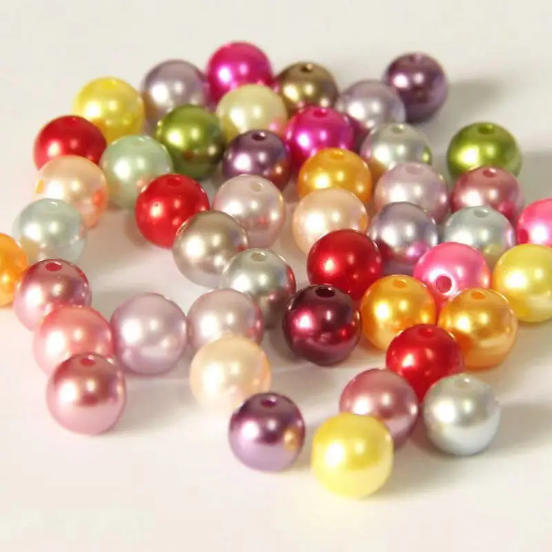 Wholesale  ABS Round Shape Beads Immitation Pearl Beads Loose  Colourful Plastic  Beads For Jewelry Making