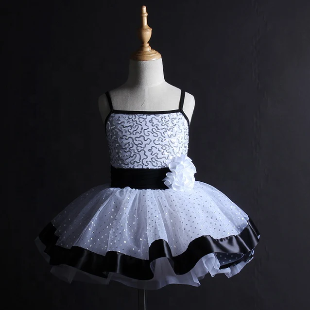 Kids Ballroom Clothing white Sequined Modern Dance Tutu Dress Girls Jazz Dance Dresses Children Stage Wear Princess Dress