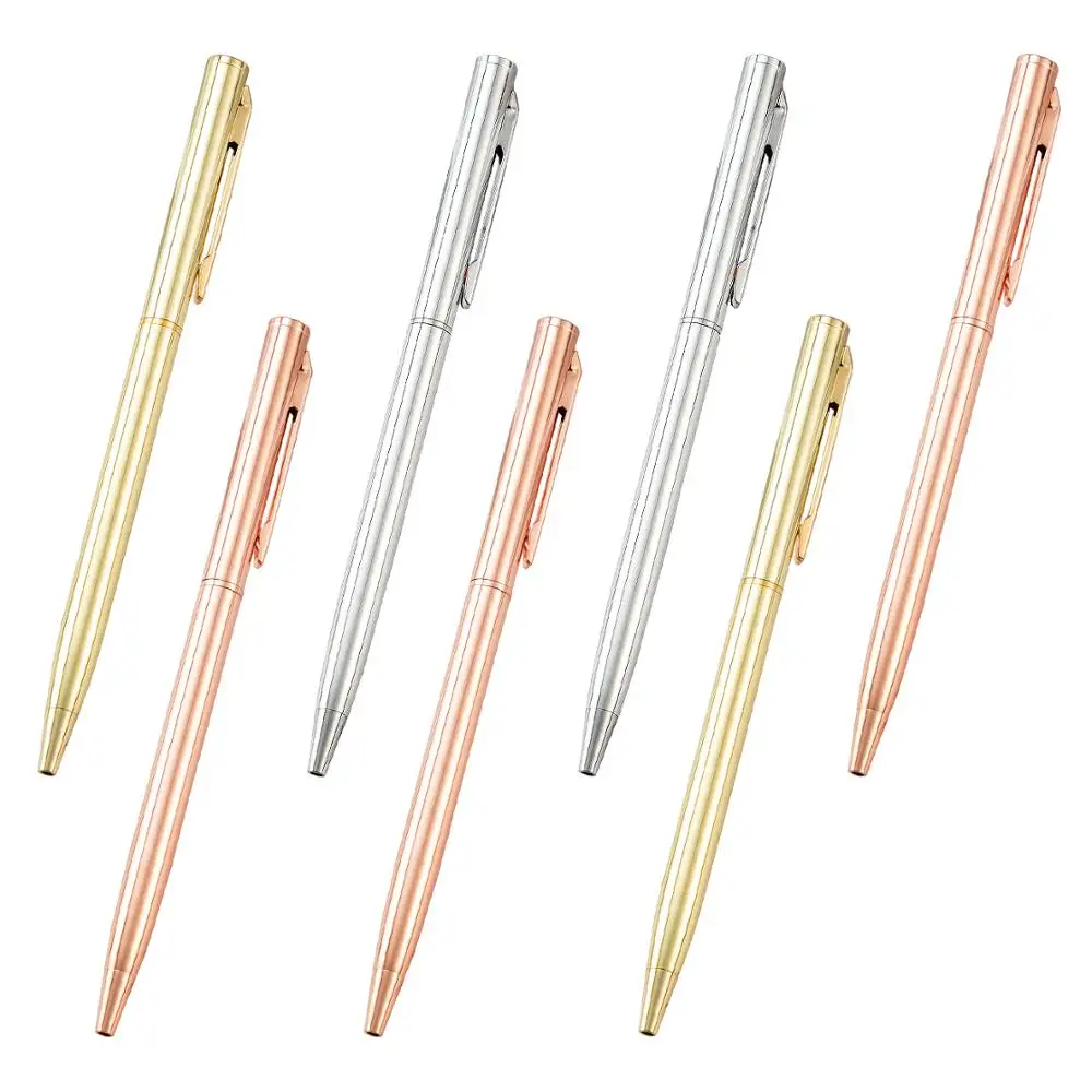 Customized Logo Rose Gold Metal Ballpoint For office Hotels gift Small MOQ Black Luxury Ball Pen Slim Custom Hotel Pens