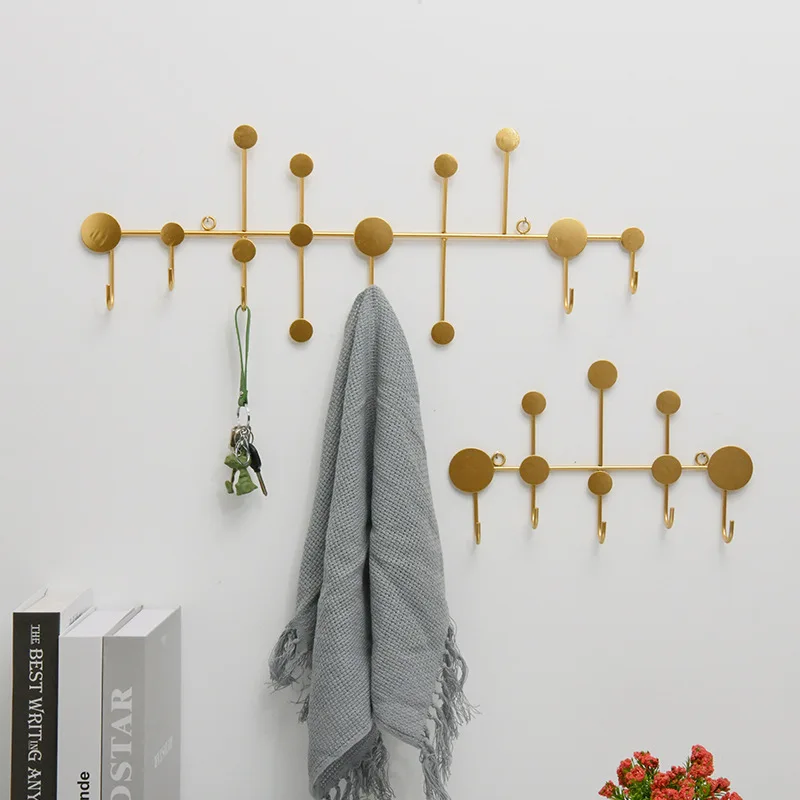 Nordic creative hook door key rack porch wall hanging storage free punching decoration fitting room wall coat rack