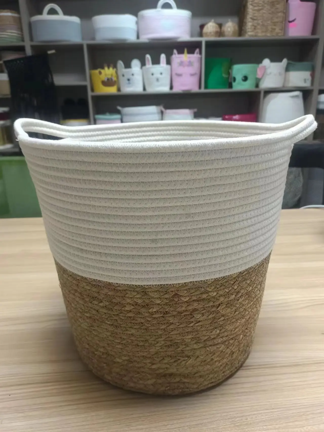 2023 hot sales with handle pure cotton rope basket laundry basket toy storage basket