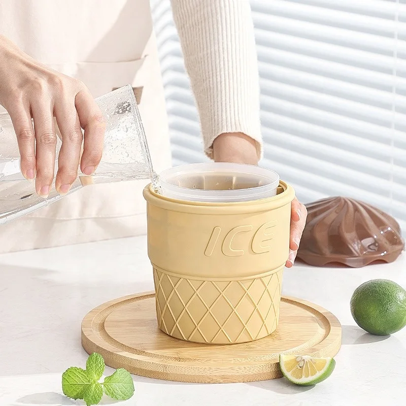 2 In 1 Ice Cube Mold Trays New 3D Ice Cubes Maker Large Cylindrical Silicone Ice Bucket for Frozen Cocktail Beverages