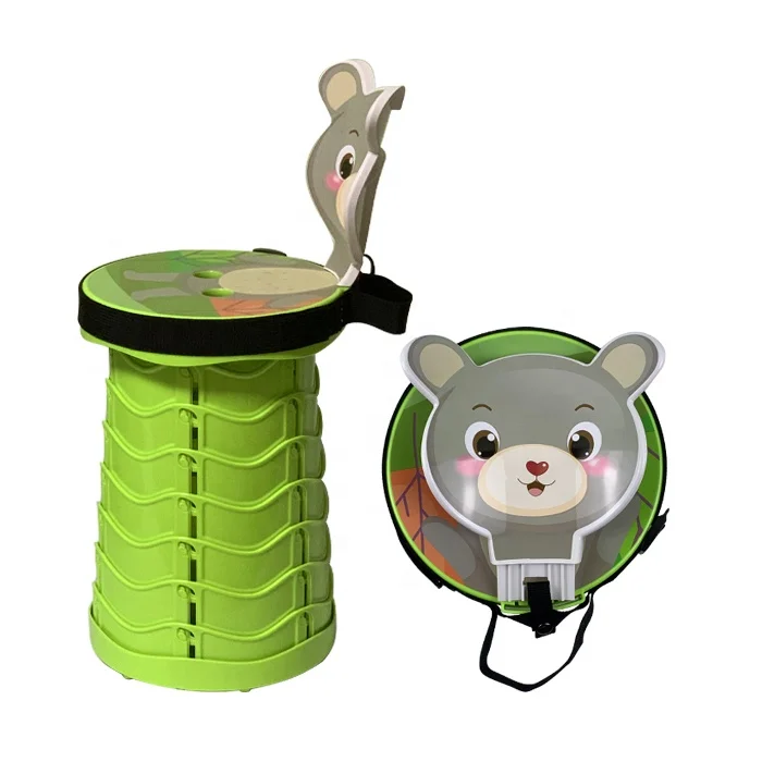 new adjustable height stool  plastic telescopic round folding stools cartoon kids  stackable wholesale