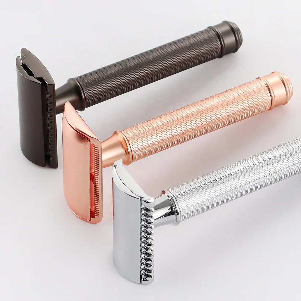 Traditional Design High Quality Mens Copper Metal Handle Double Edge 3 Pieces Shaving Safety Razor