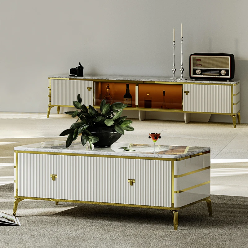 Nordic Design White Luxury Wood Center Table Set Home Furniture Cheap Large Living Room Wooden Modern Coffee Table