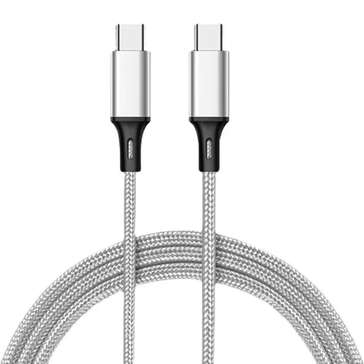 60W 20V3A USB C male to USB C male power charge data transfer nylon braid cable