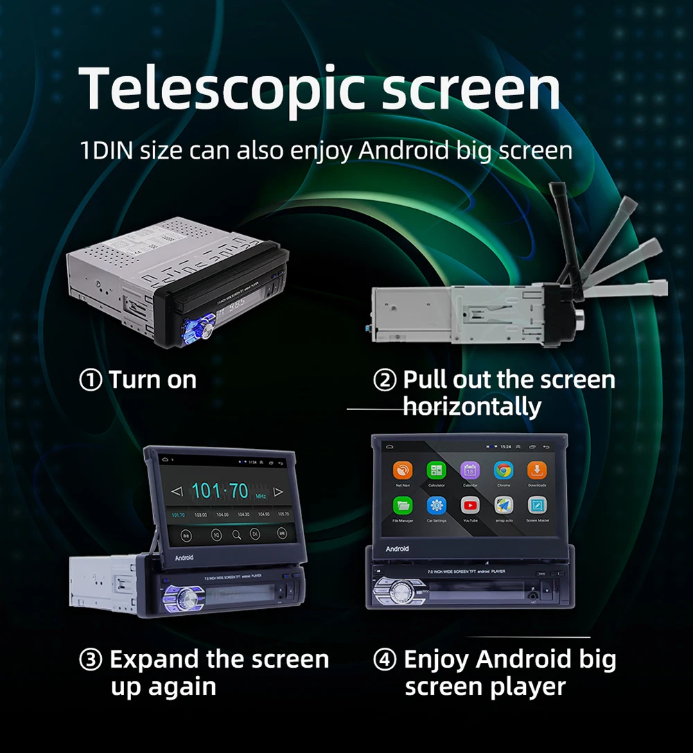 1 din 7 inch Android radio universal auto scaling electronic radio high quality IPS touch screen display music video player