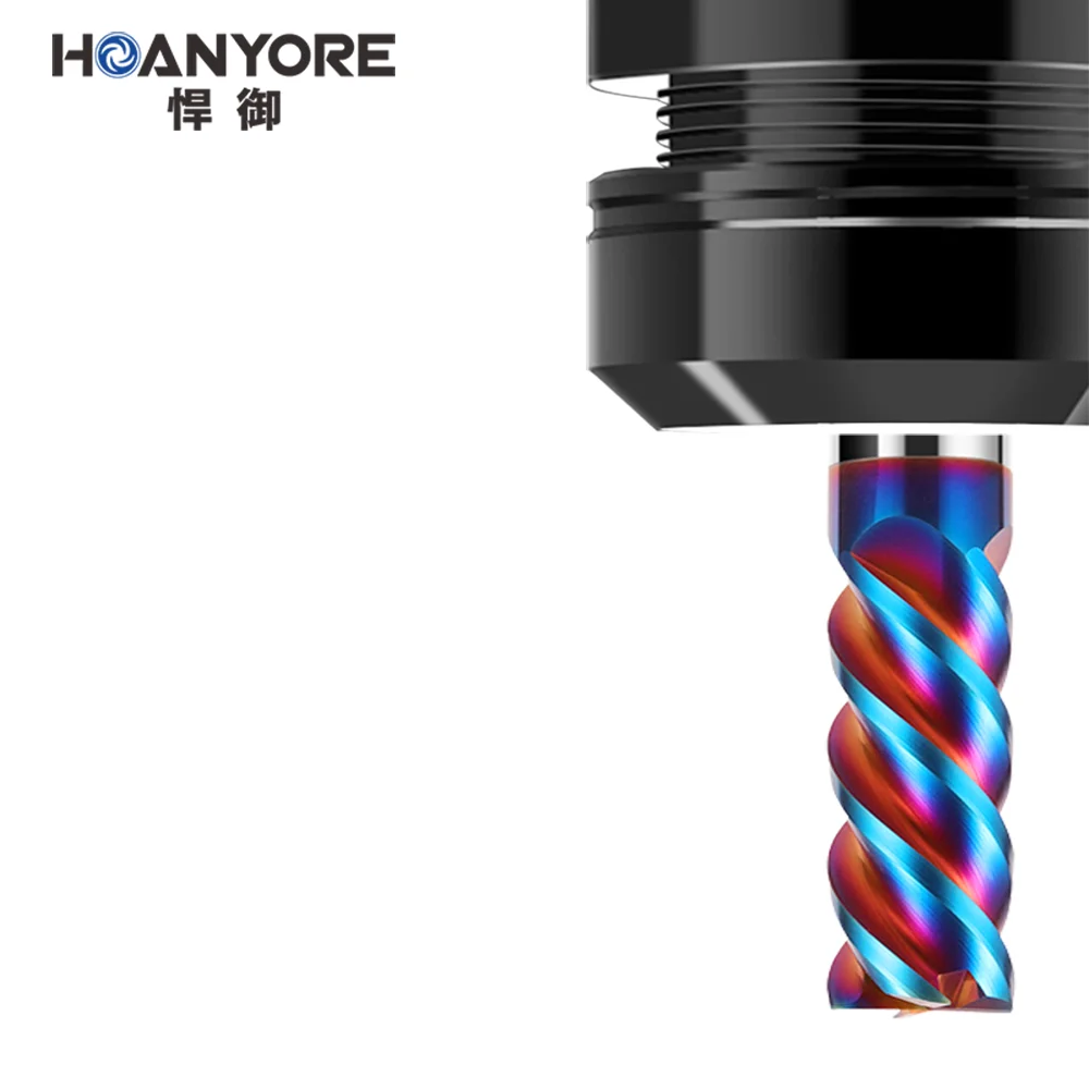 HOANYORE 1.0x3x4x50  Nano Blue 4 Flute Face Mill End Mill Convex Mill