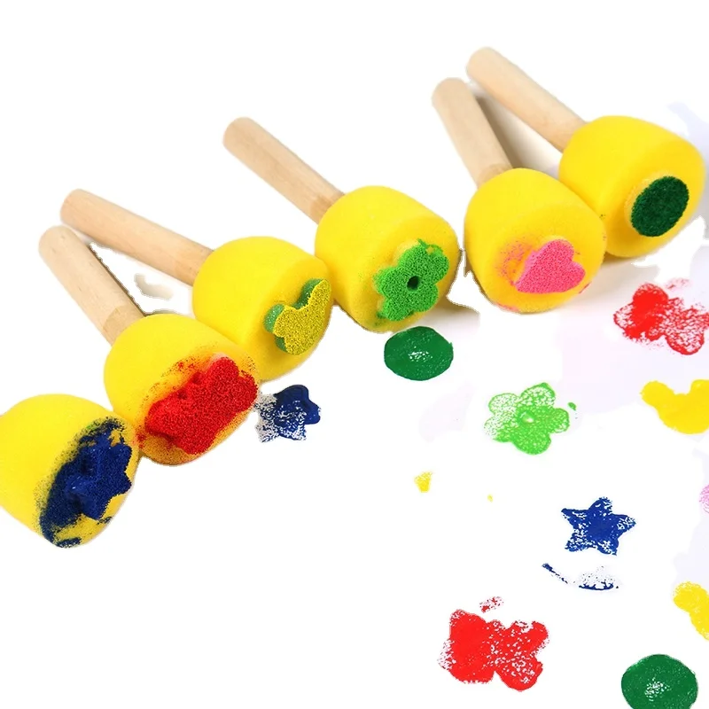 Painting Tools Children DIY Paint Sponge Foam Brush Set Round Head Foam Stamp Paint Brush For Kid Paint Craft