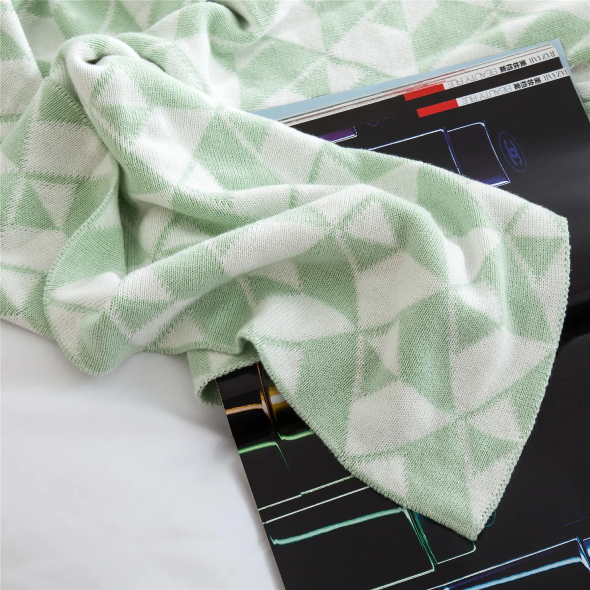 
Summer knit cool crochet knitted throw Baby Organic Cable Bamboo Blanket 