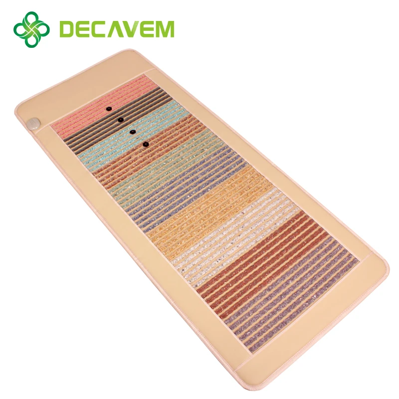 Decavem Gemstones Far Infrared Therapy Mat Rainbow Amethyst Biophoton Deep Heat Pad PEMF Chakra Crystal Mat Mattress