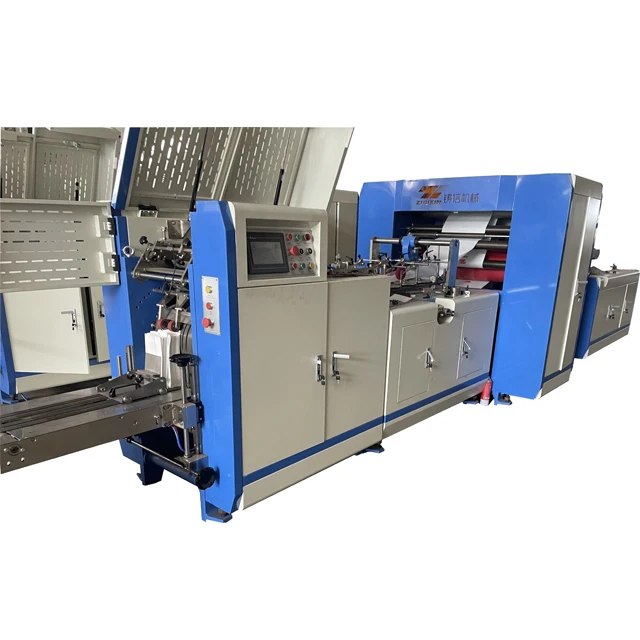 2022 new designed snacks food gift packaging craft paper blade cut SHARP bottom paper bag making machine