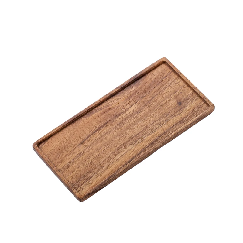 Wholesale Serving Modern Acacia Wooden Tea and Coffee Tray for Kitchen or Bathroom Storage