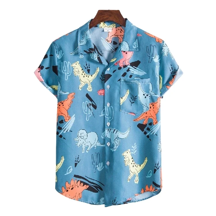 Wholesale cotton Hawaiian shirts printing short sleeves casual mens summer shirts