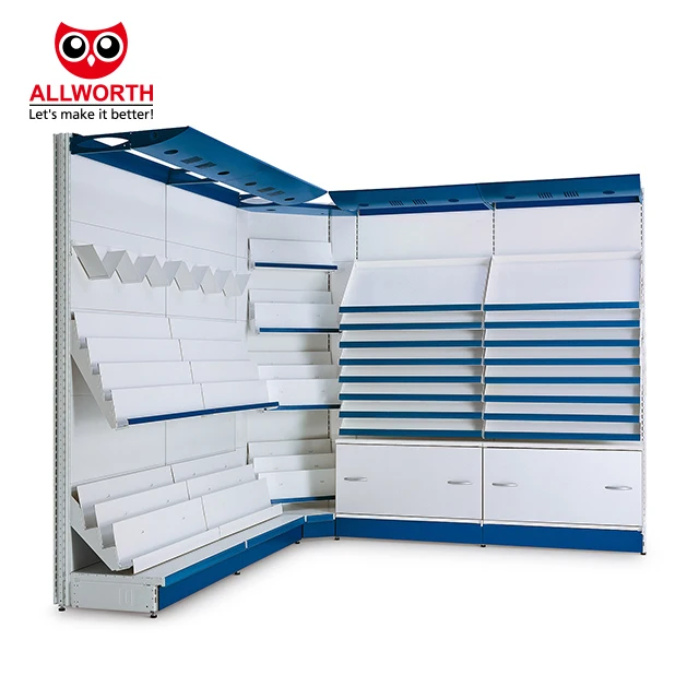 Single Sided Cosmetic Store with LED Light Make Up Display Shelves Exhibition Stand