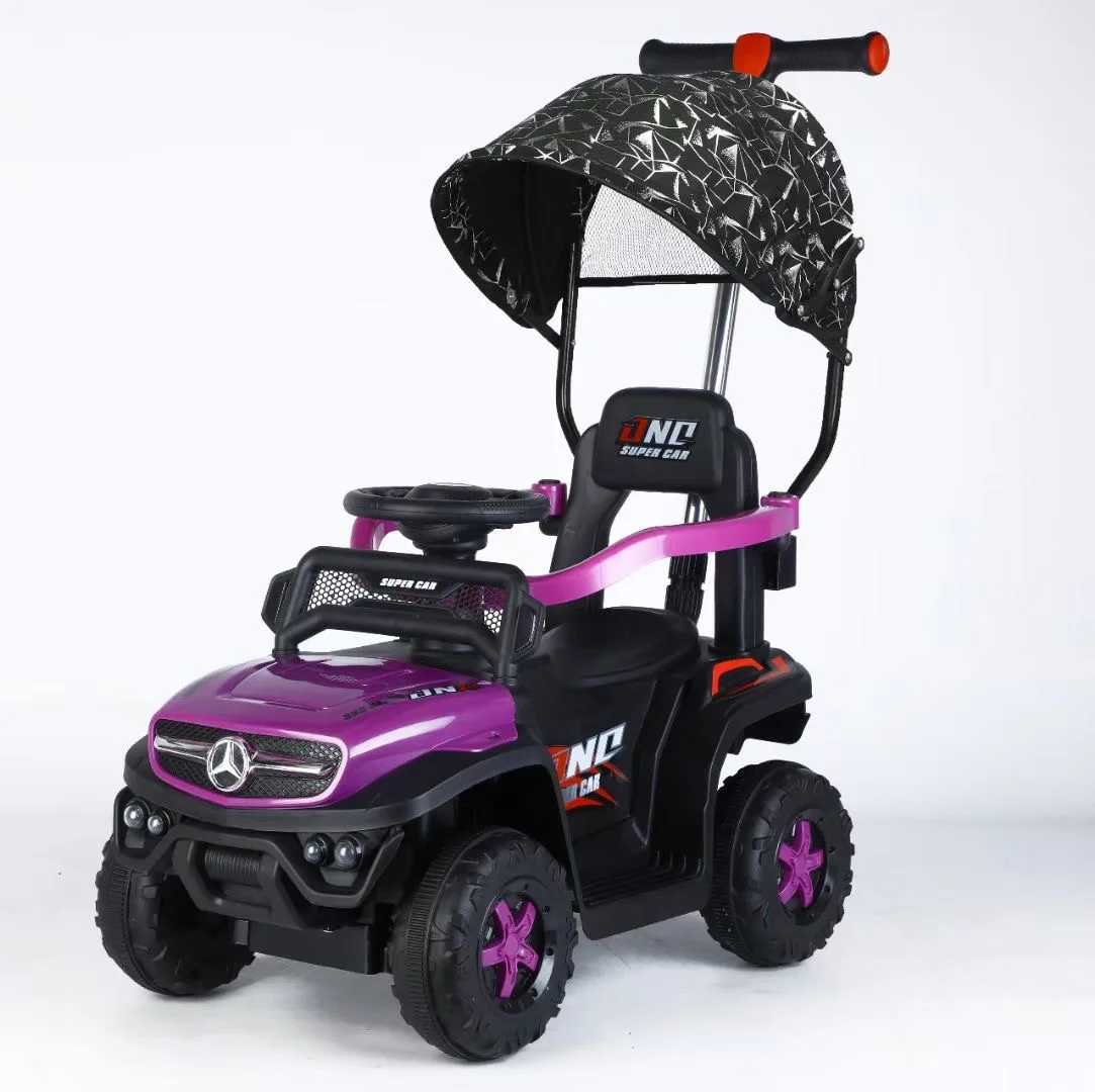 2023 ride on bumper toy car 6v electric push handle toy cars with steering wheel to one side for kids to go inside and drive