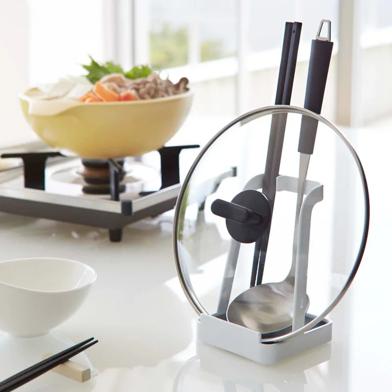 Kitchen utensil and iPad holder Pot lid stand spoon rest Kitchen tools silicone spoon holder Metal pot lid holder