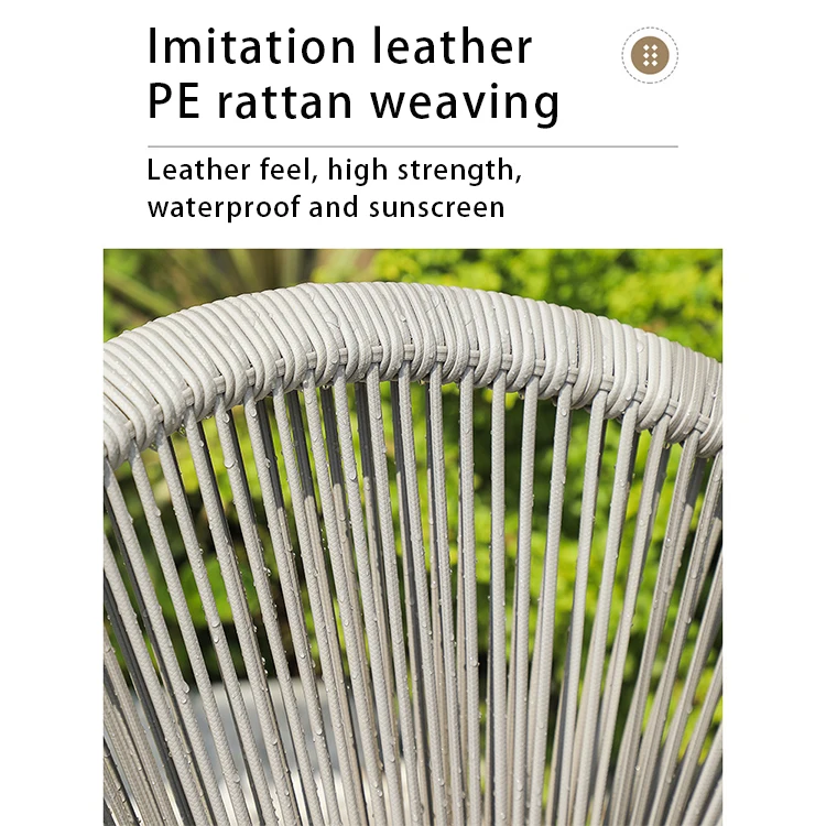 Modern Outdoor Cafe Table and Chair Set Garden Hotel Villa Restaurant Balcony Rattan Chair Metal Outdoor Table