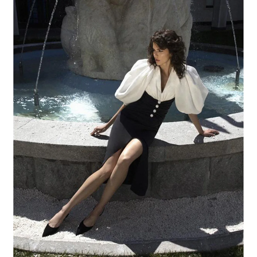 2022 New RTS Wholesale High Quality Hot Fashion And Sexy Satin Puff Sleeve Dress For Women