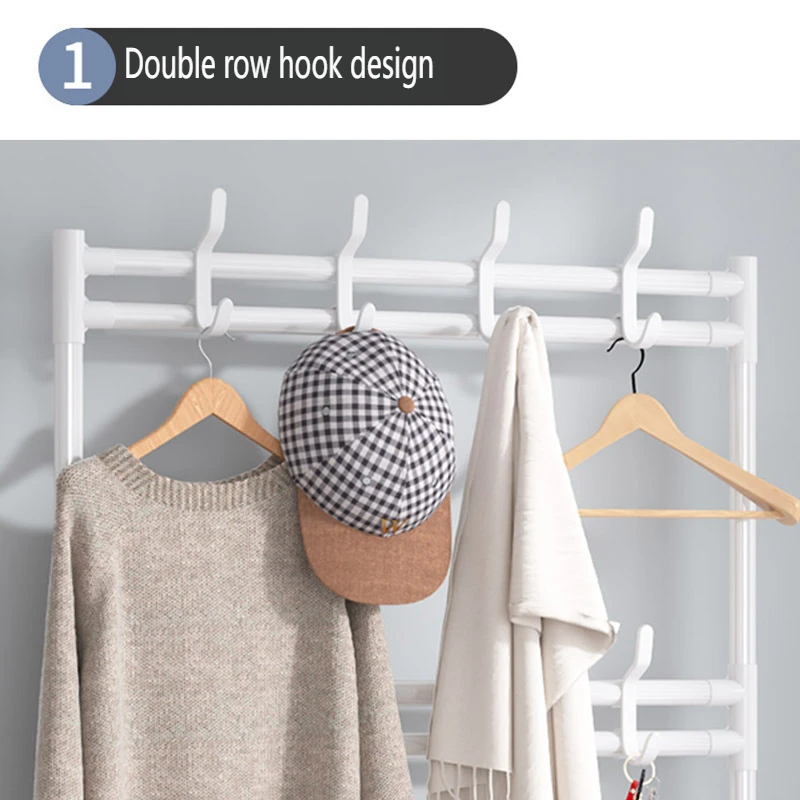 Shoe Rack Organizer 5 Tier for Closet Entryway Free Standing Metal Storage Shoe Shelf with Hooks, Stackable Boot & Shoe Storage