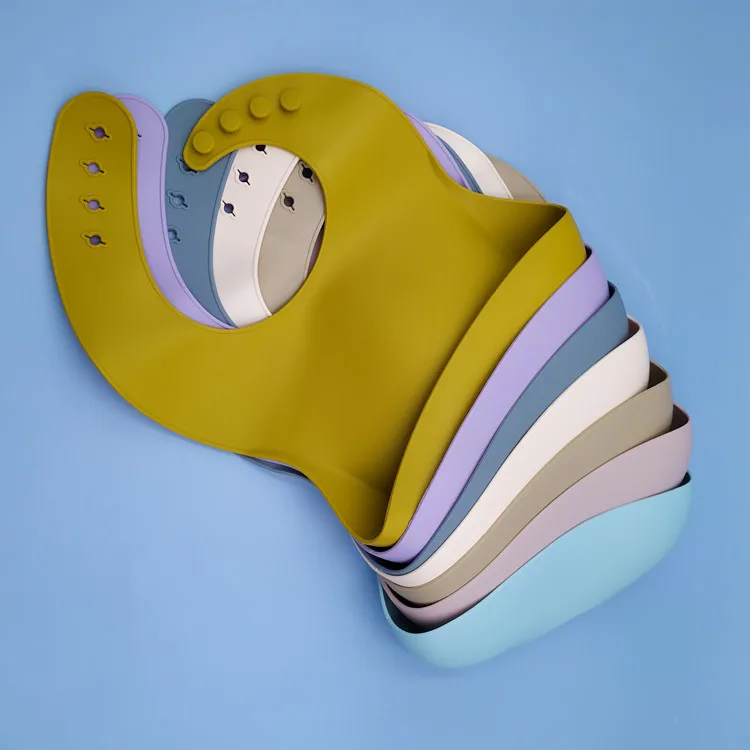 Оптовая продажа, товары для кормления, не содержит Бисфенол А, водонепроницаемые моющиеся нагрудники с уловителем для еды, детские силиконовые нагрудники для кормления детей