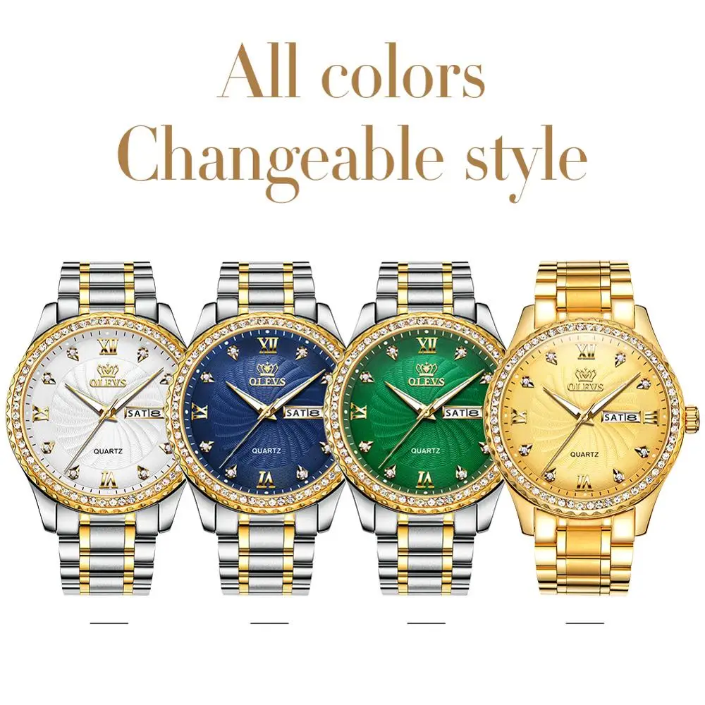 
OEM Brand Your Own Watches Quartz Diamond Rose Gold Date Day Business Bezel Cheap Original Men Wristwatches 