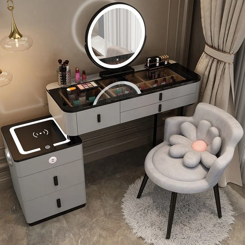 Dressing table with drawers mirror and stool makeup vanities set vanity desk for makeup