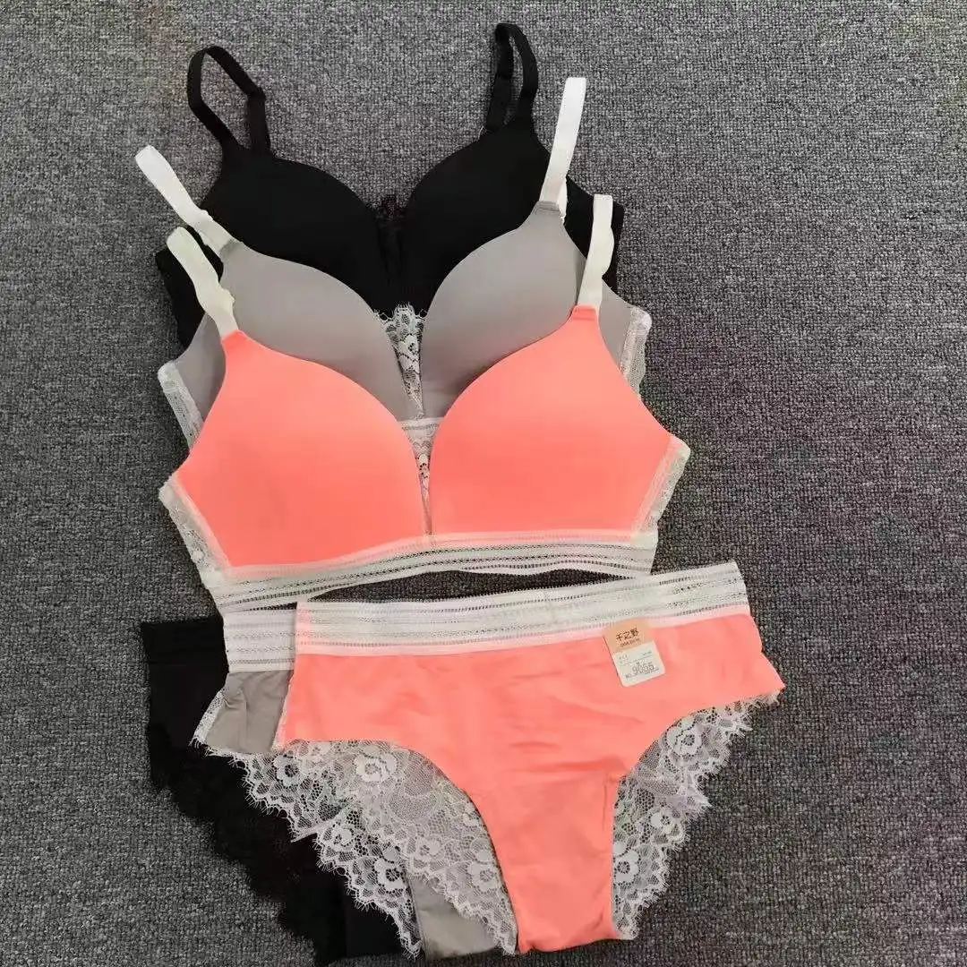 Women Lace Bra Sets Seamless Underwear Backless Vest Sexy Panties Lingerie Padded Bralette Ultrathin Briefs Female Intimates