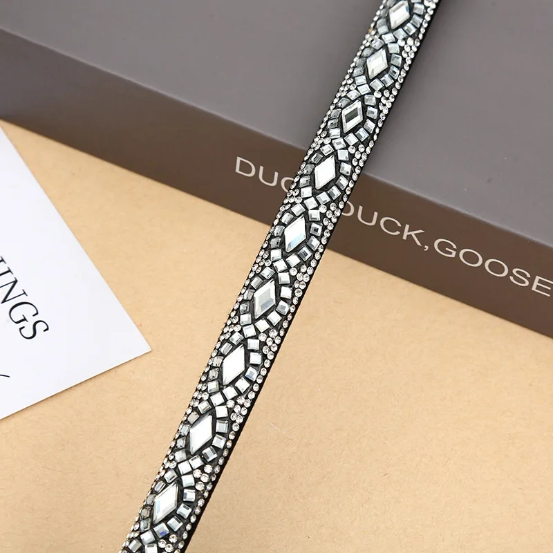 Hot Sale Semi-Circular Glass Diamond Rhinestones Strips Full Diamond Rhinestone Ropes for Shoe Decorative Accessories Wholesale