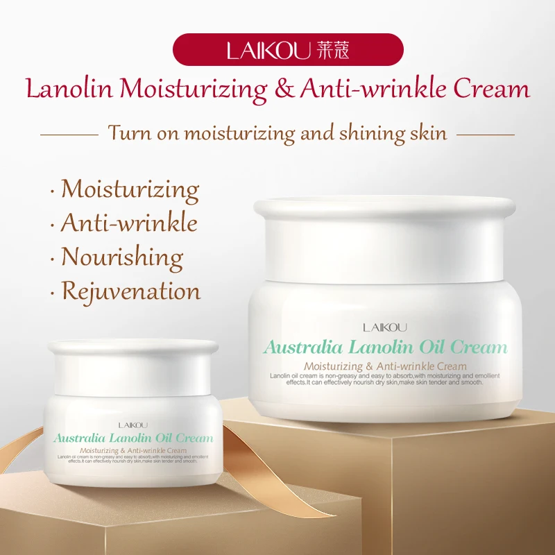 Organic Lanolin Facial Anti-Wrinkle Moisturiser 50g Skin Cream Niacinamide Hyaluronic Acid Herbal Effective Face Care