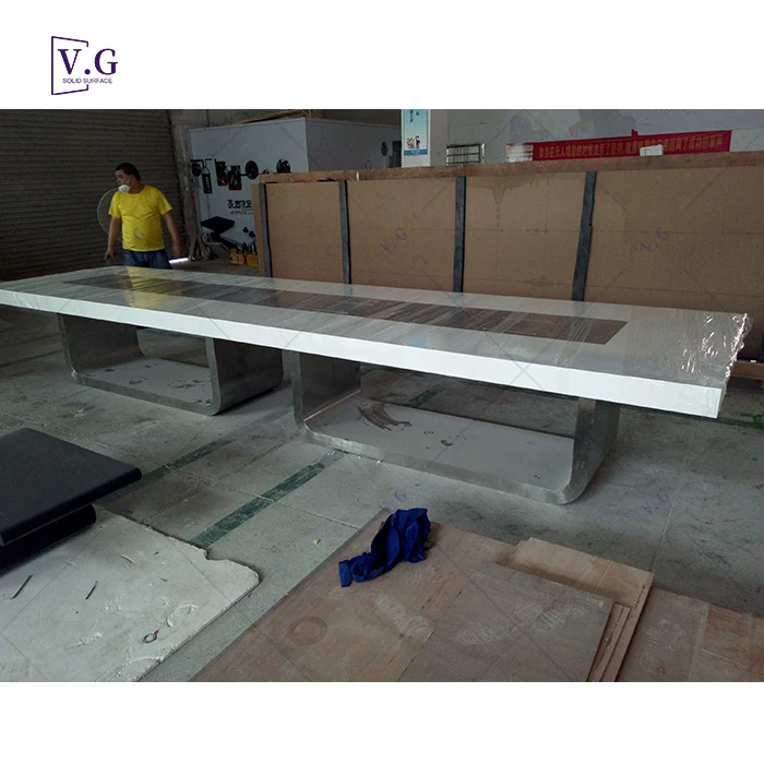 High-end large conference table 2.4m custom marble stone u shaped conference tables