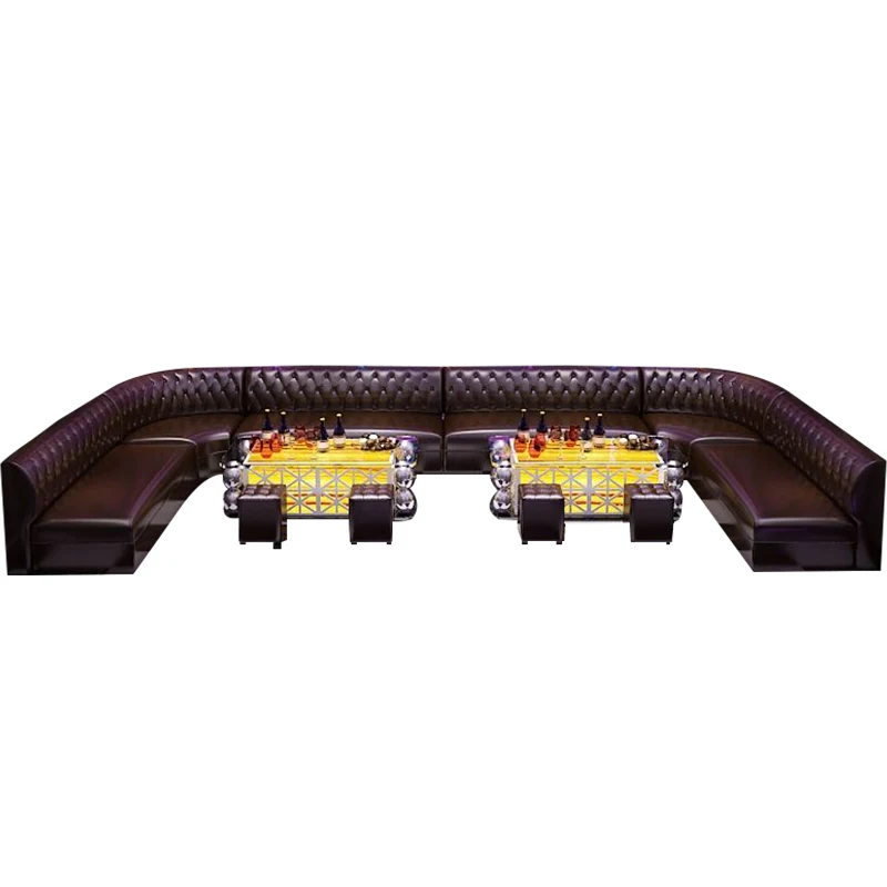 high density foam Tufted Leather Customized Luxury strip night club sofa lounge nail bar furniture