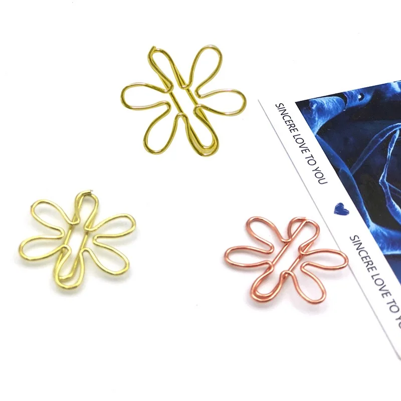 Cute Flower Bookmarks Torsion Spring Metal Accessory for Education-Small Wire Forming Paper Clips and Marks Gifts