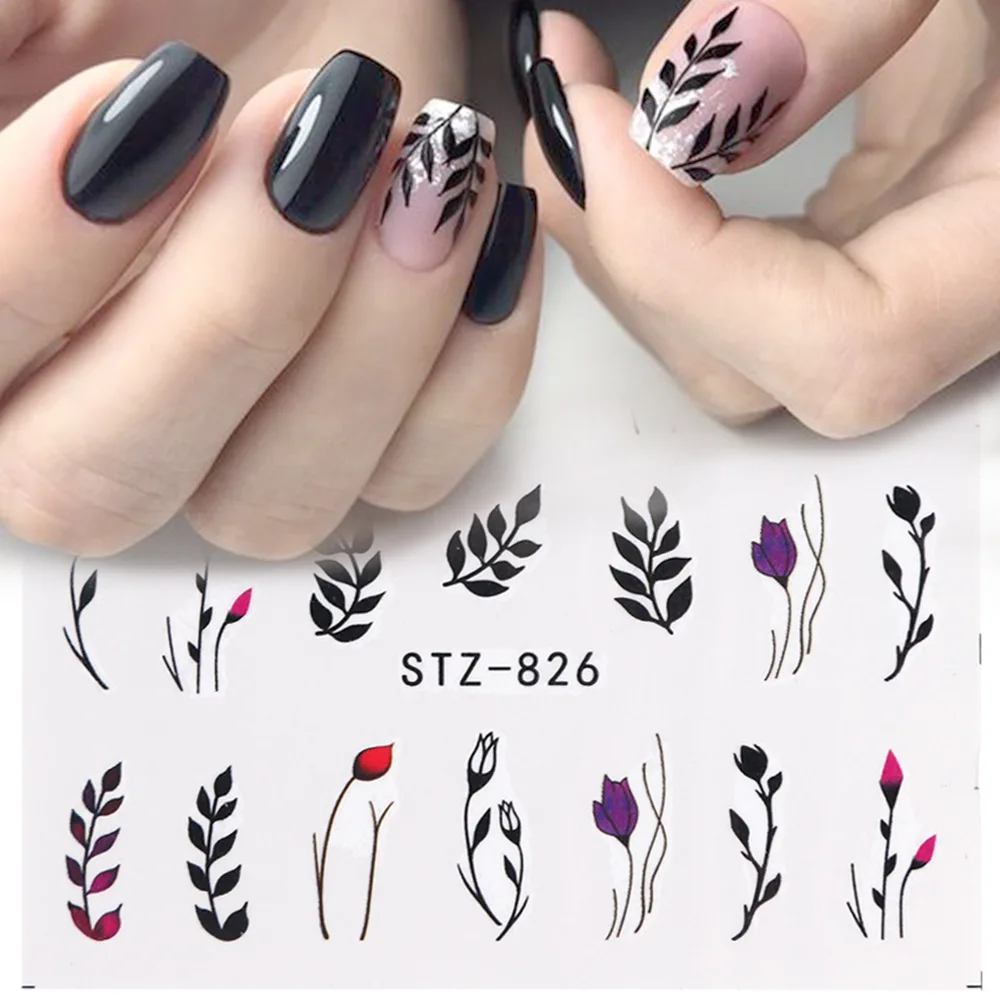 Free Shipping Assorted Patterns Water Transfer Blossom Flower Flamingo Hot Element Green Leaf Roses Flowers Nail Stickers