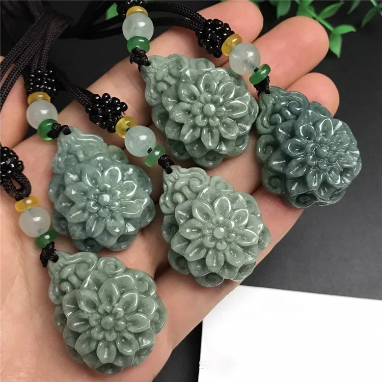 Natural Myanmar Jade Flower Pendant Necklace, Type A Jade, Gift for Women, Mother and Daughters Gift