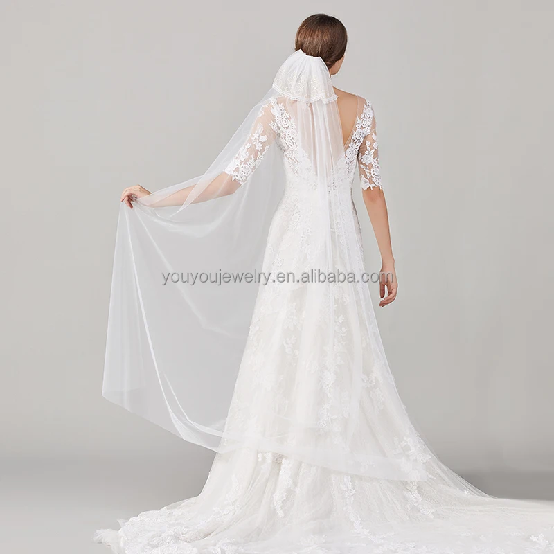 2023 Fashion Cathedral Bridal Long Veils Soft Tulle One Layer Veil For Wedding